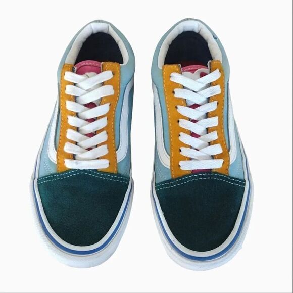 VANS Old Skool Blue Colorblock Suede Canvas Skate Sneakers W6 Y4.5 - Picture 2 of 16